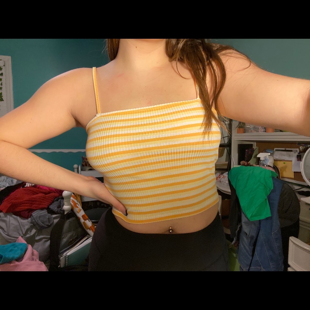 yellow striped tank top